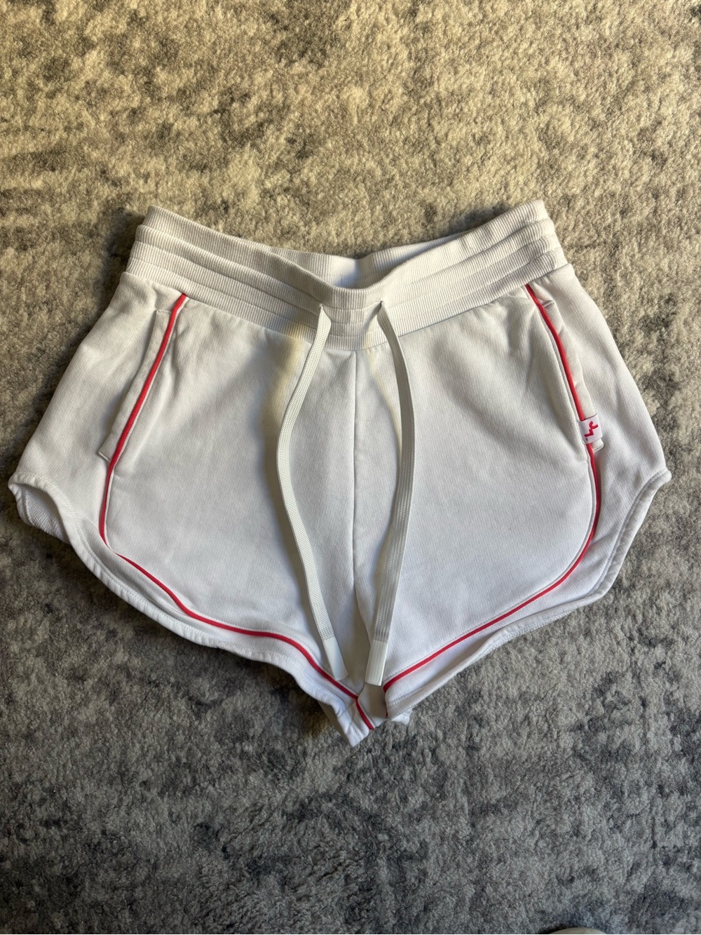 JoyLab White Athletic Drawstring Shorts with Red Piping